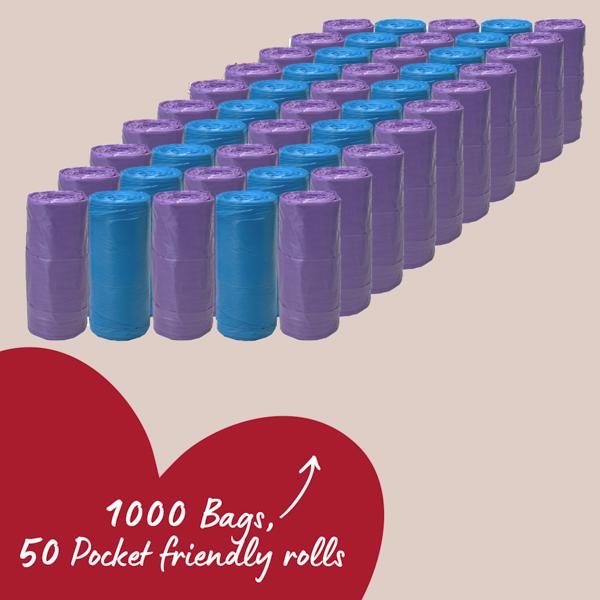 Rosewood Dog Poo Bags With Handles 1000 Bags 40 x 25pc Rolls