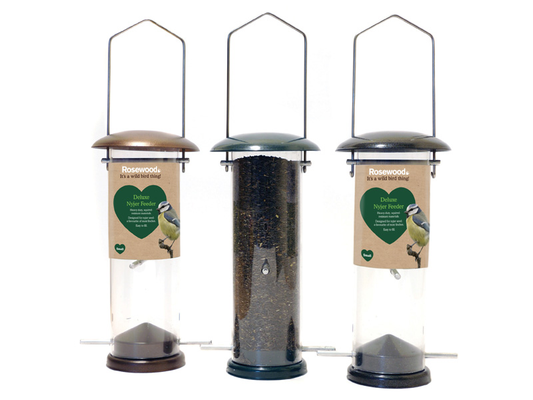 1x Rosewood Deluxe Nyjer Seed Wild Bird Feeder Assorted Colours