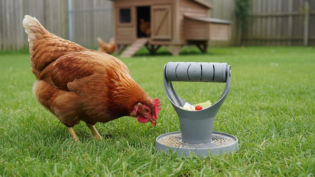 Rosewood Recycled Feed & Play Roller Tower For Chickens