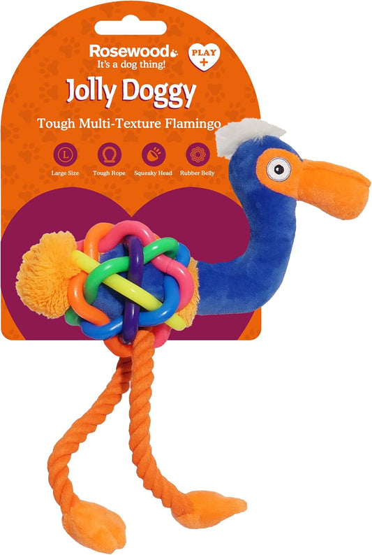 Jolly Doggy Tough Multi Textured Flamingo Large