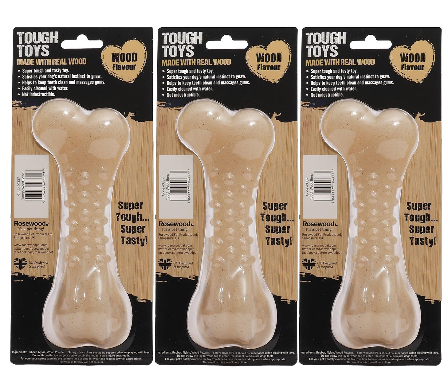 Rosewood Tough Toys Wood Flavour Bone Large