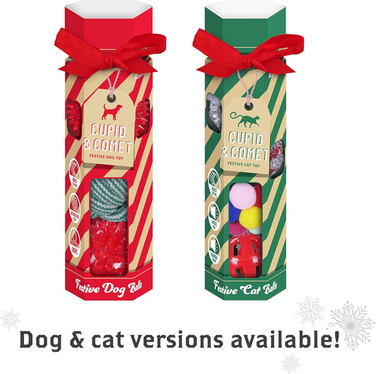Cupid & Comet Festive Dog Ball Cracker Gift Set