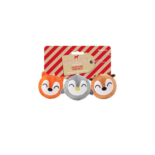 Rosewood Festive Plush Tennis Balls 3pcs