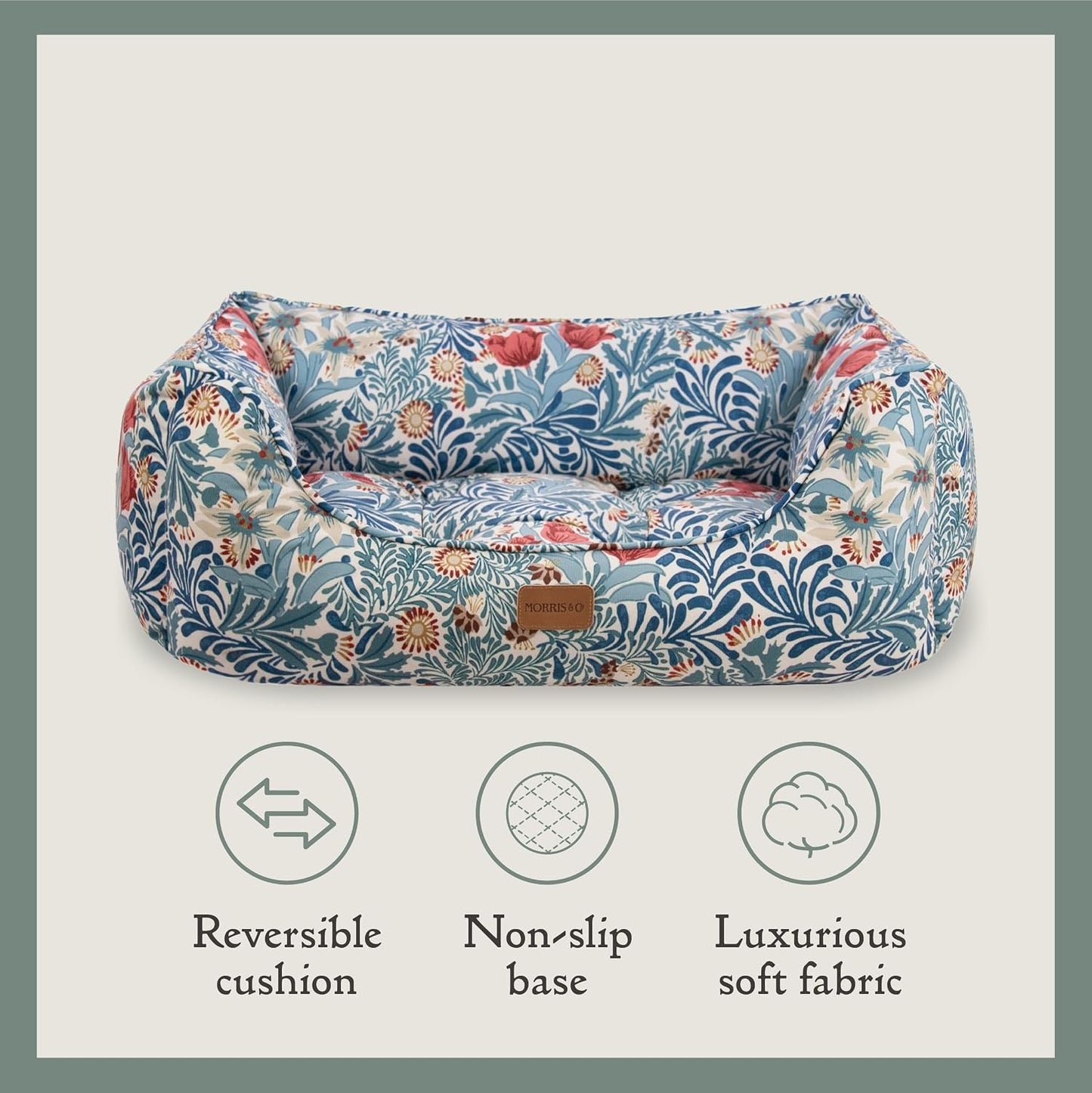 Morris & Co Bower Print Square Dog Bed Medium