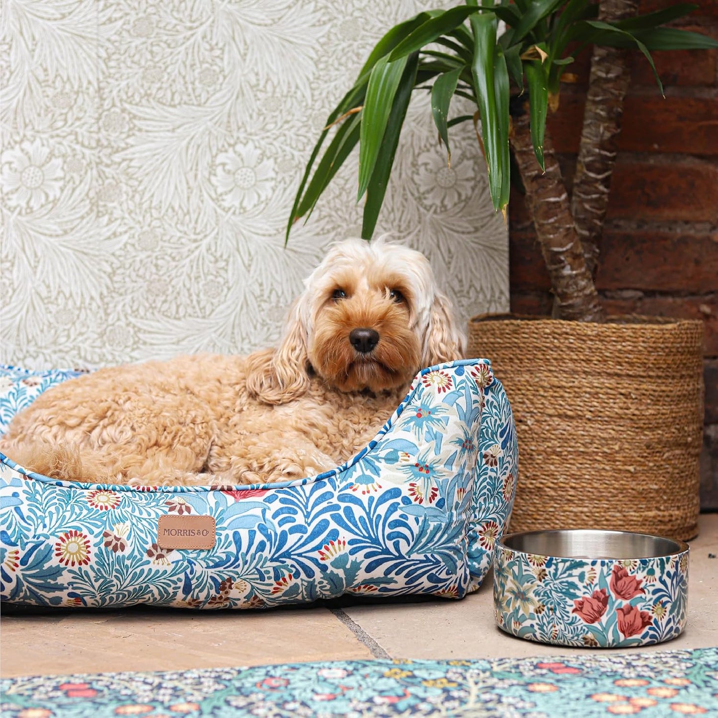 Morris & Co Bower Print Square Dog Bed Medium