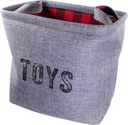 Rosewood Canvas Check Printer Pet Toy Storage Basket 33 x 24 x 30cm