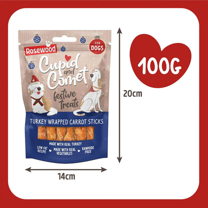 Rosewood Cupid & Comet Turkey Wrapped Carrot Sticks 100g