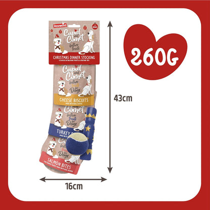 Cupid & Comet Christmas Dinner Dog Stocking