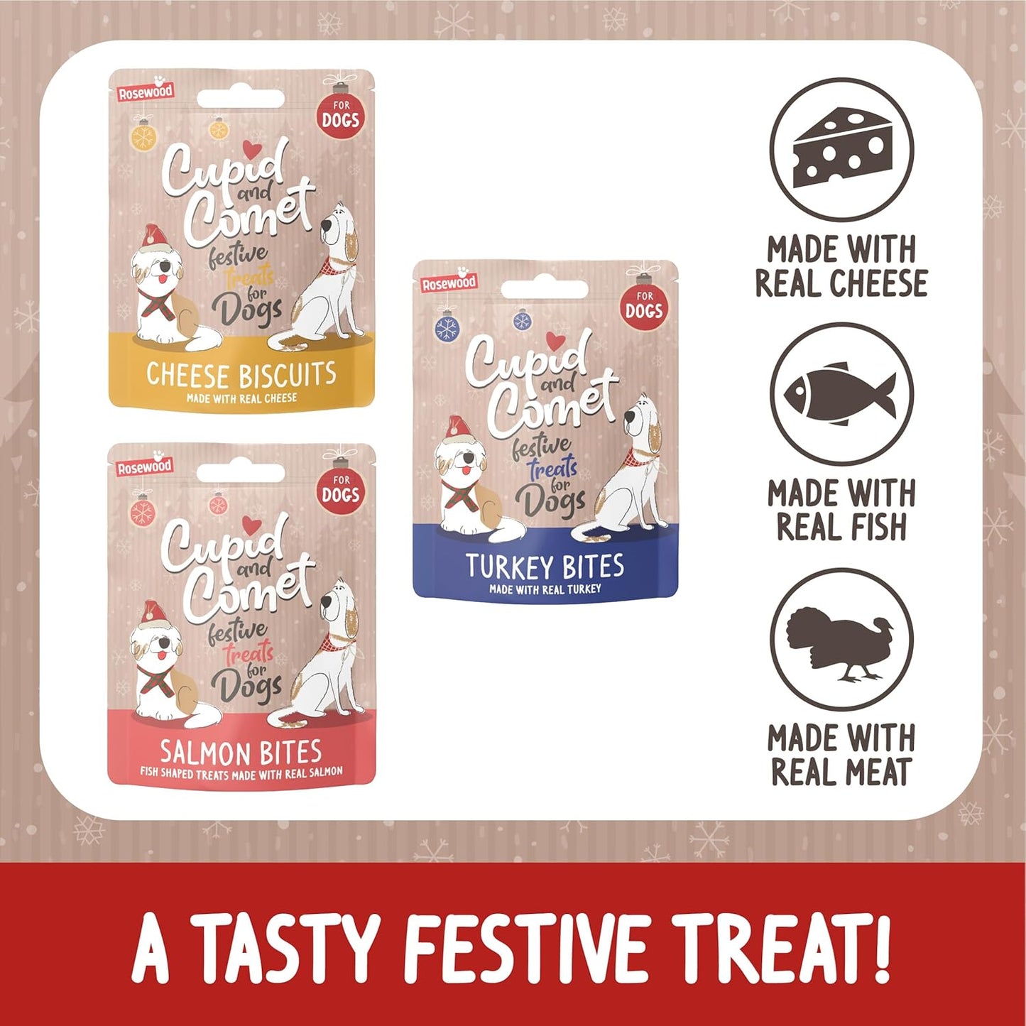 Cupid & Comet Christmas Dinner Dog Stocking