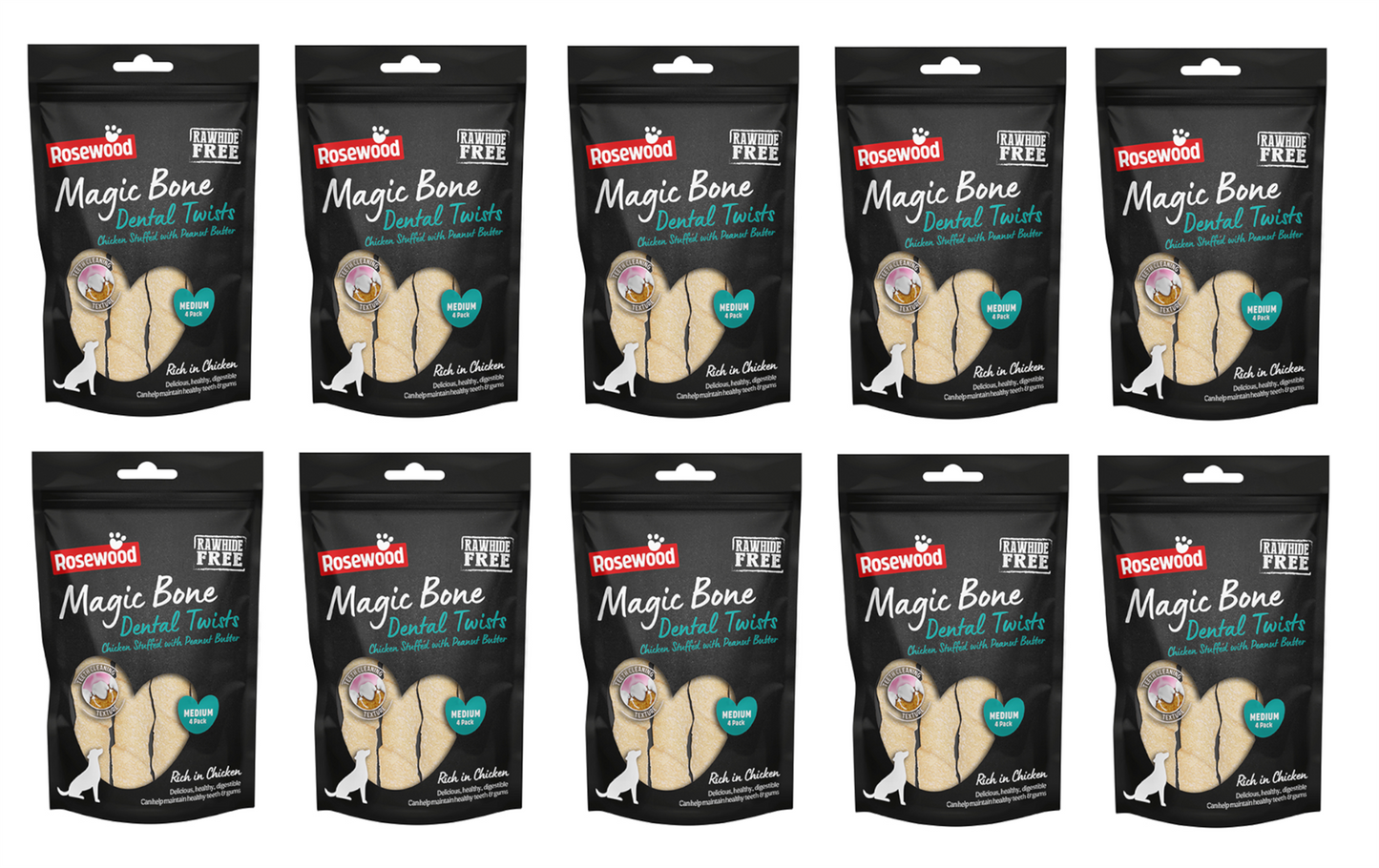 Rosewood Magic Bone Dental Twists 120g Medium 4pcs