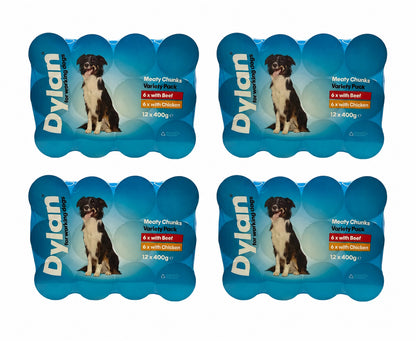Dylan Mixed Variety Meaty Chunks Wet Dog Food 12 Tins