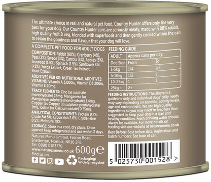Natures Menu Country Hunter Rabbit Dog Food Can 600g