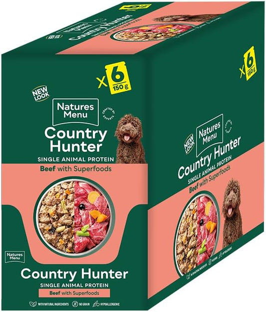 Natures Menu Country Hunter Dog Pouch Beef 6x 150g