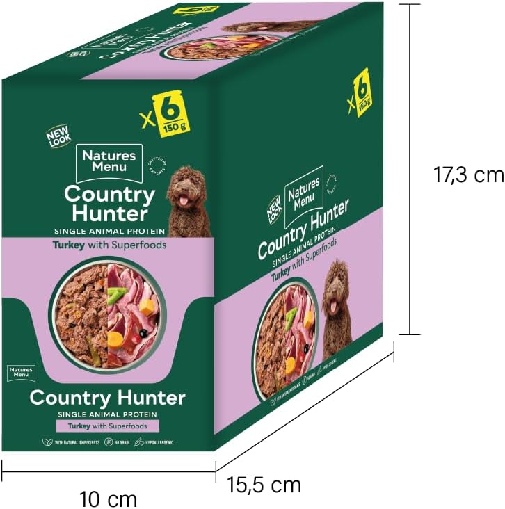 Natures Menu Country Hunter Dog Pouch Turkey 6x 150g