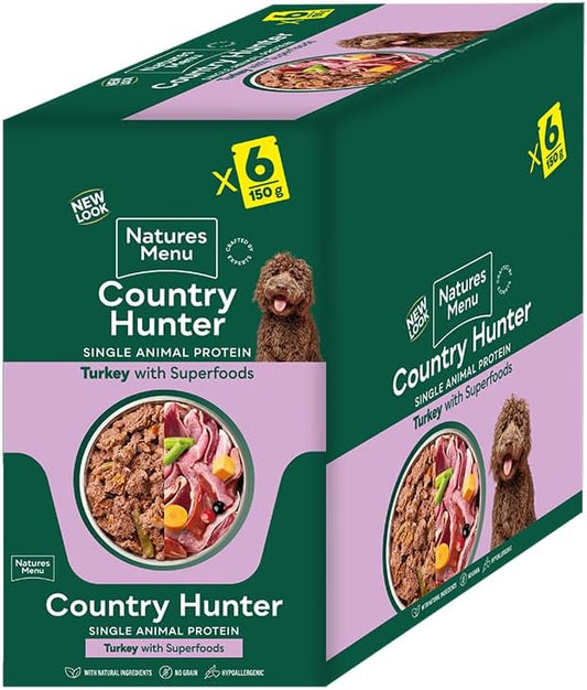 Natures Menu Country Hunter Dog Pouch Turkey 6x 150g