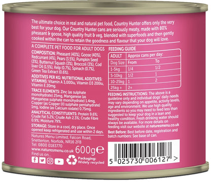 Natures Menu Country Hunter Pheasant & Goose Dog Food Can 600g