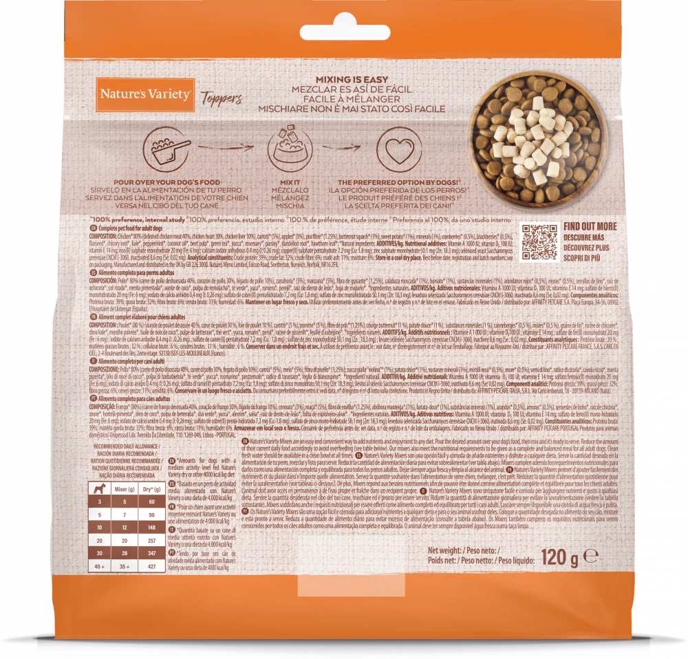 Natures Variety Freeze Dried Topper Chicken 120g