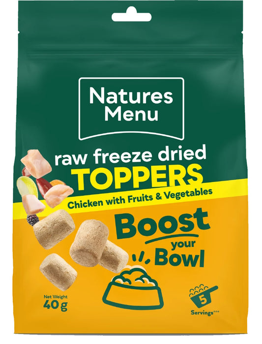 Natures Menu Raw Freeze Dried Toppers Chicken 40g – Natural High-Protein Dog Food Topper
