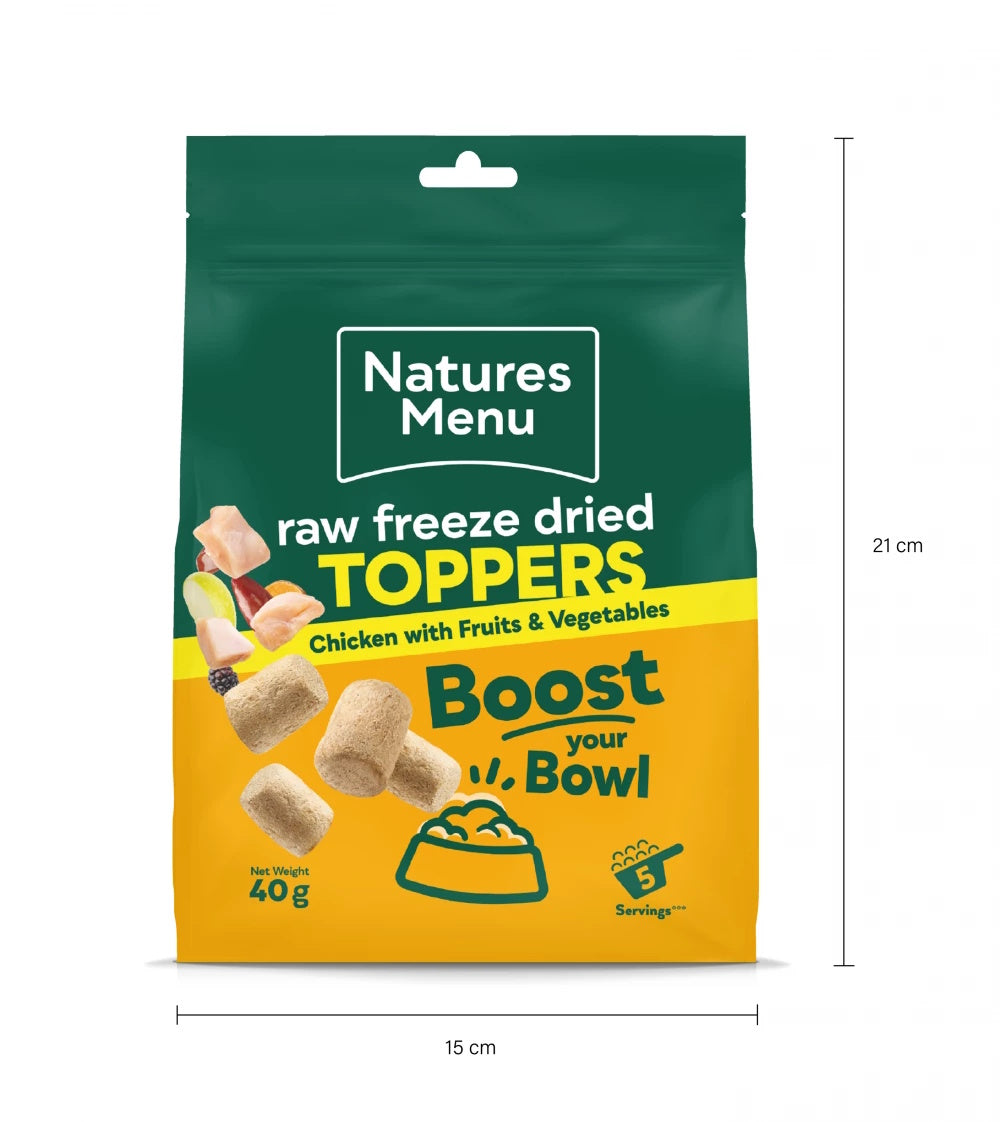Natures Menu Raw Freeze Dried Toppers Chicken 40g – Natural High-Protein Dog Food Topper