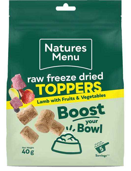 Natures Menu Raw Freeze Dried Toppers Lamb 40g – Natural High-Protein Dog Food Topper