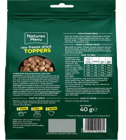 Natures Menu Raw Freeze Dried Toppers Lamb 40g – Natural High-Protein Dog Food Topper