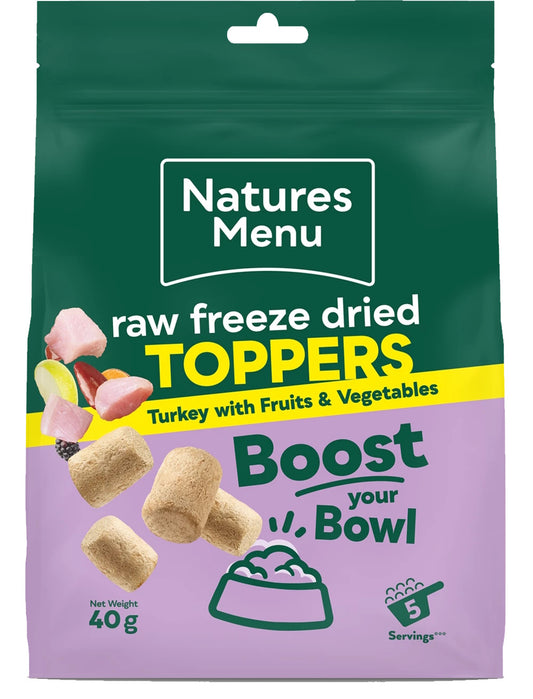 Natures Menu Raw Freeze Dried Toppers Turkey 40g – Natural High-Protein Dog Food Topper