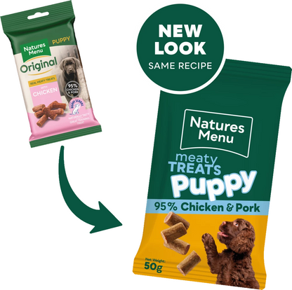 Natures Menu Real Meaty Puppy Treats Chicken & Pork 50g