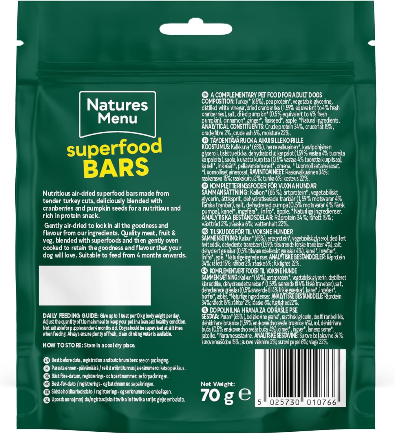 Natures Menu Superfood Bars Turkey 70g