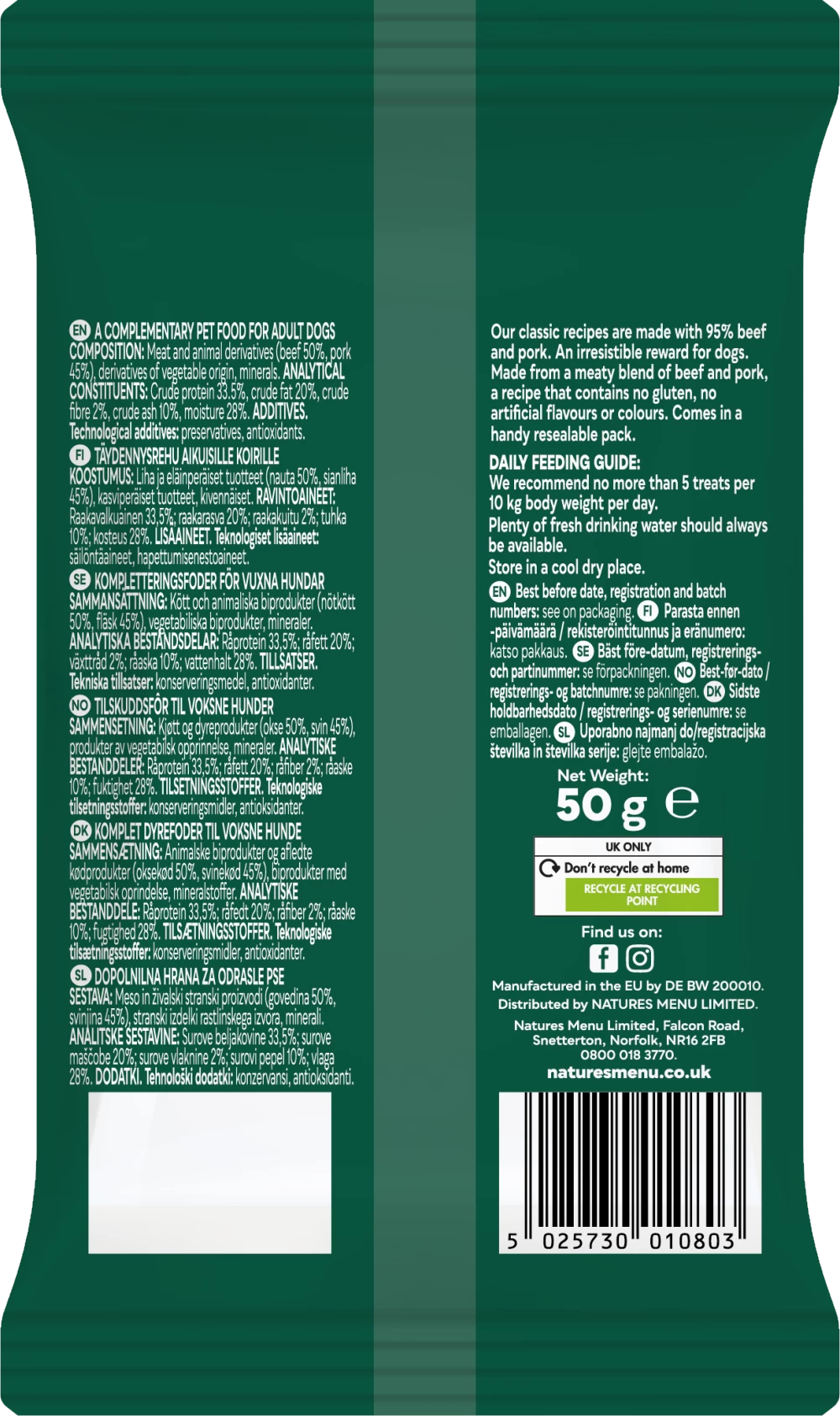 Natures Menu Real Meaty Treats With Beef 50g