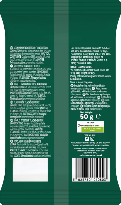 Natures Menu Real Meaty Treats With Beef 50g