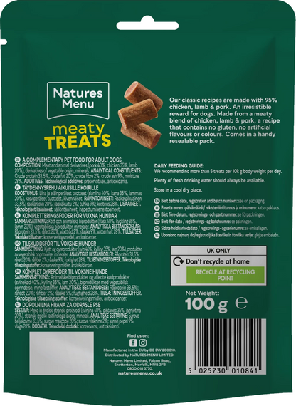 Natures Menu Real Meaty Treats With Lamb 100g