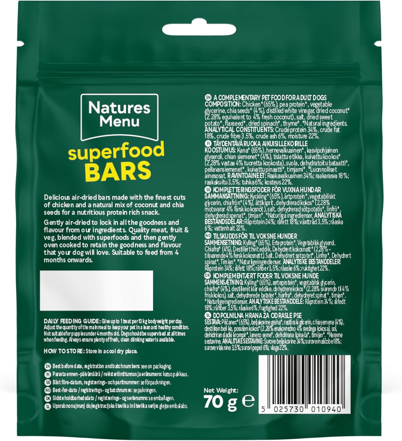 Natures Menu Superfood Bars Chicken 70g
