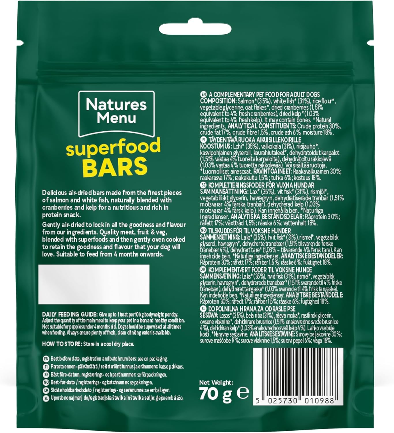 Natures Menu Superfood Bars Salmon 70g