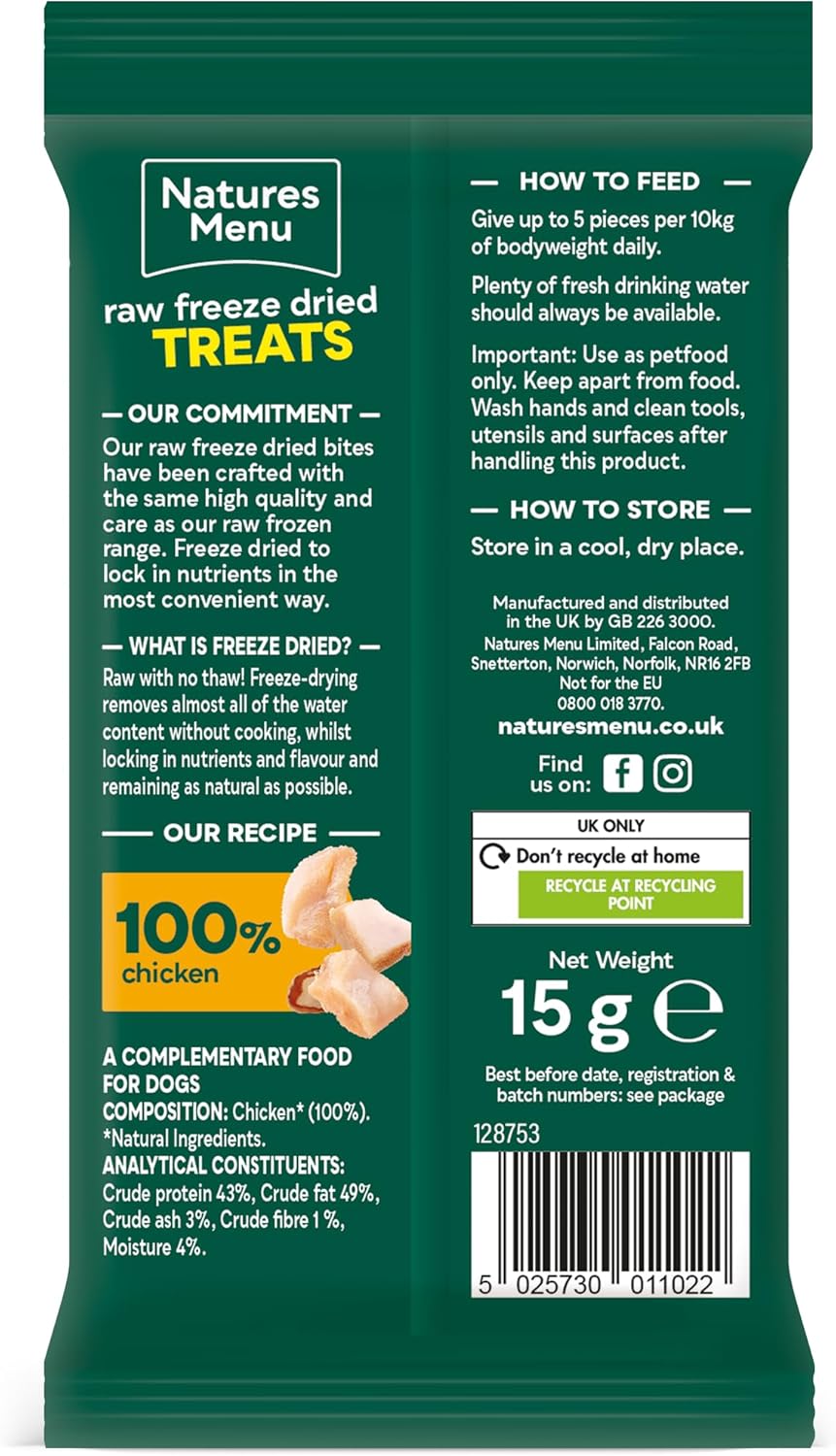 Natures Menu Freeze Dried Chicken Bites 15g