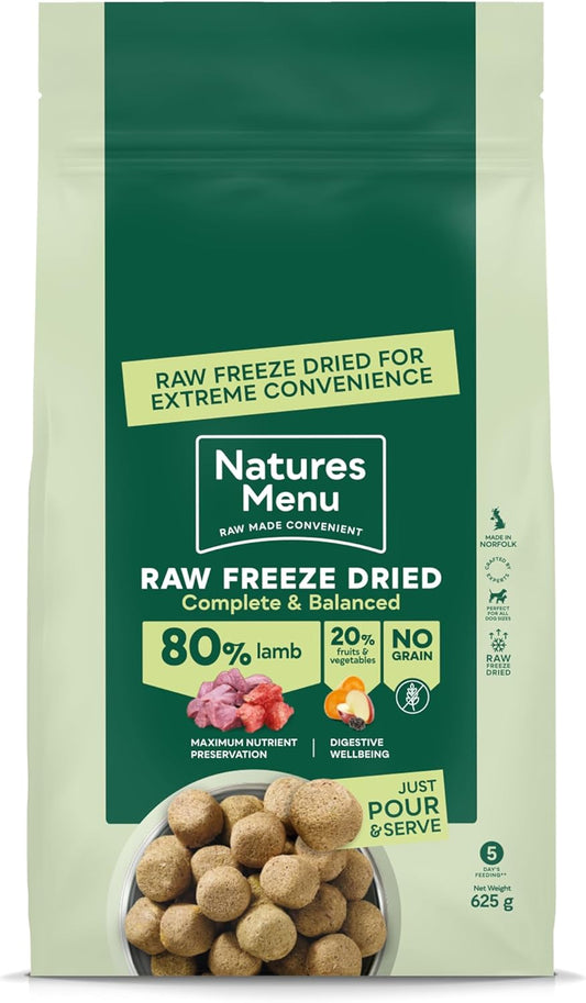 Natures Menu Raw Freeze Dried Lamb 625g – Natural High-Protein Raw Freeze Dried Dog Food