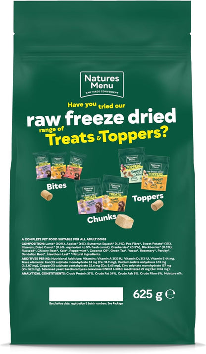 Natures Menu Raw Freeze Dried Lamb 625g – Natural High-Protein Raw Freeze Dried Dog Food