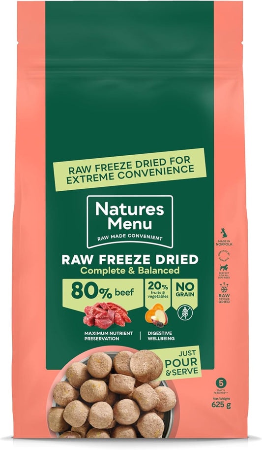 Natures Menu Raw Freeze Dried Beef 625g – Natural High-Protein Raw Freeze Dried Dog Food