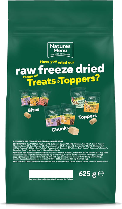 Natures Menu Raw Freeze Dried Beef 625g – Natural High-Protein Raw Freeze Dried Dog Food