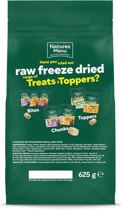 Natures Menu Raw Freeze Dried Turkey 625g – Natural High-Protein Raw Freeze Dried Dog Food