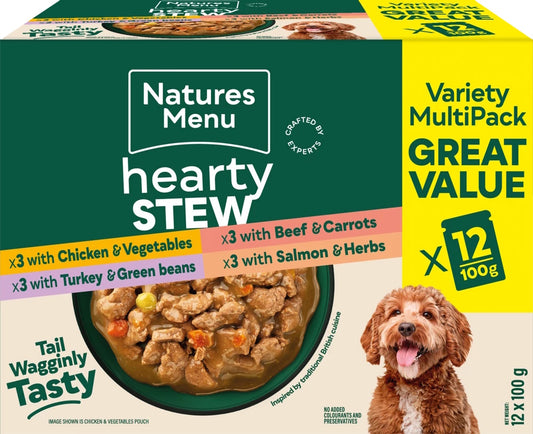 Natures Menu Meaty Hearty Stews Multipack Variety Pouches 12 x 100g