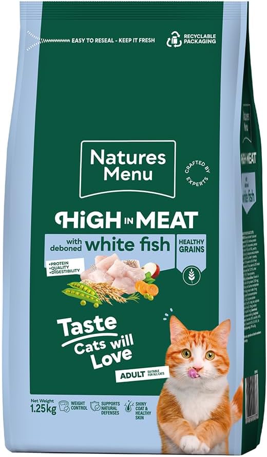 Natures Menu High Meat Cat Healthy Grains White Fish Cat Food 1.25kg
