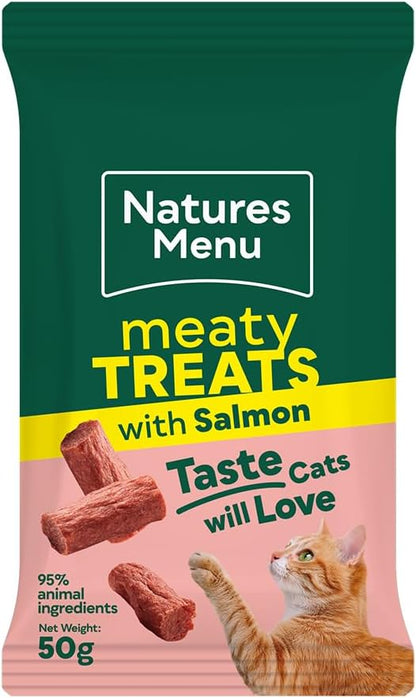 Natures Menu Meaty Treats with Salmon for Cats 50g – Natural Grain-Free Cat Treats