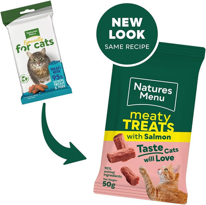 Natures Menu Meaty Treats with Salmon for Cats 50g – Natural Grain-Free Cat Treats