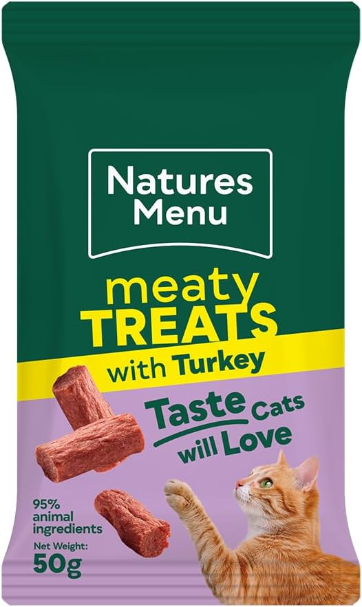 Natures Menu Meaty Treats with Turkey for Cats 50g – Natural Grain-Free Cat Treats