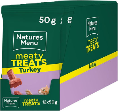 Natures Menu Meaty Treats with Turkey for Cats 50g – Natural Grain-Free Cat Treats