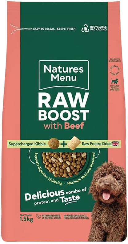 Natures Menu Raw Boost with Beef 1.5kg – Natural Raw-Inspired Complete Dog Food