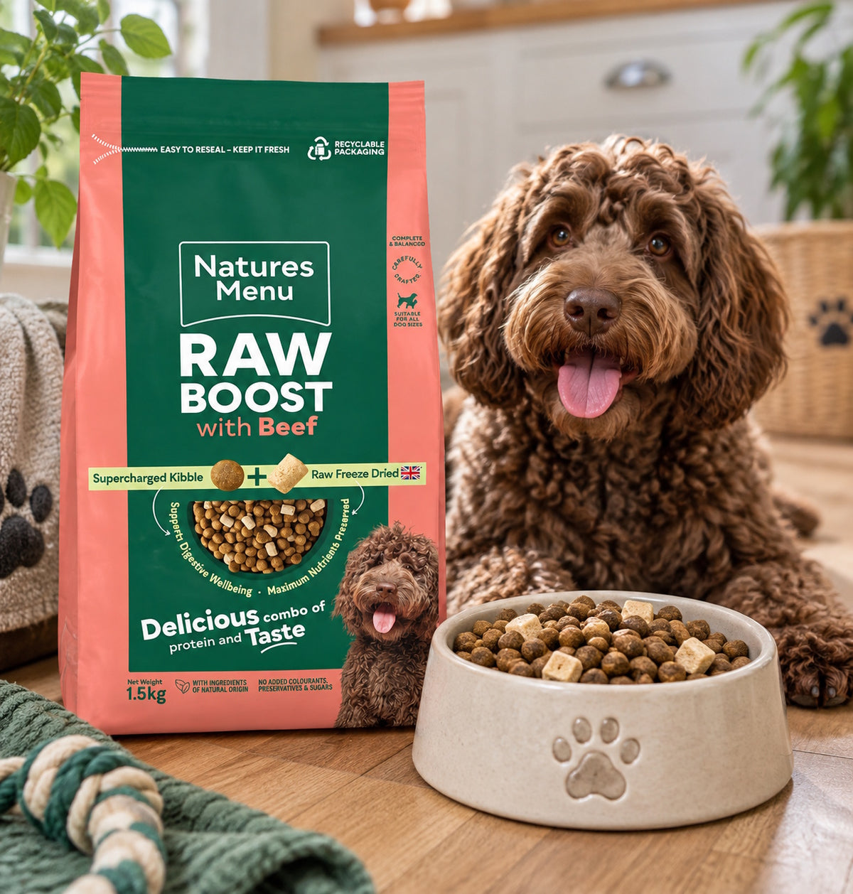 Natures Menu Raw Boost with Beef 1.5kg – Natural Raw-Inspired Complete Dog Food