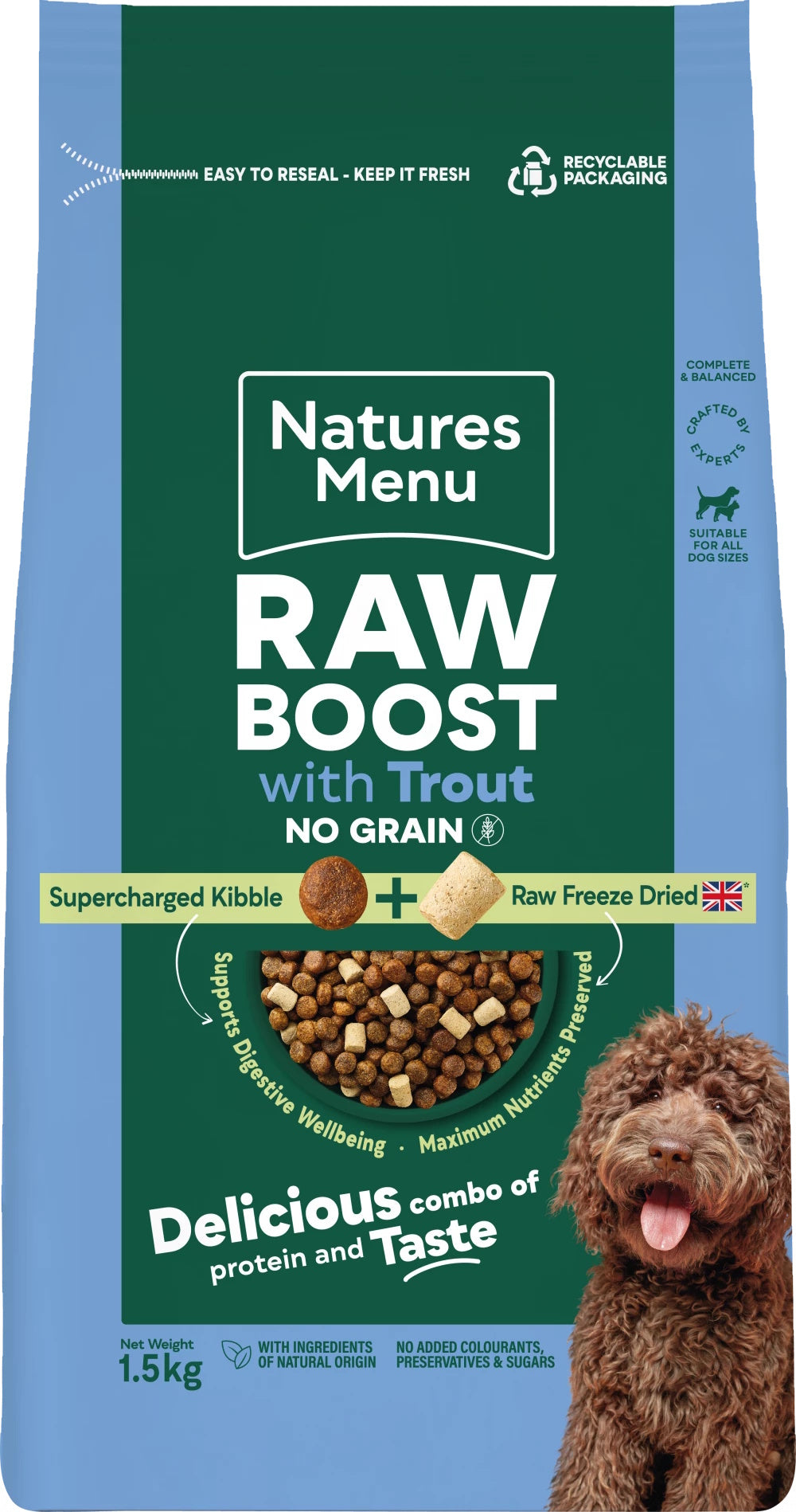 Natures Menu Raw Boost with Trout 1.5kg – Natural Raw-Inspired Complete Dog Food