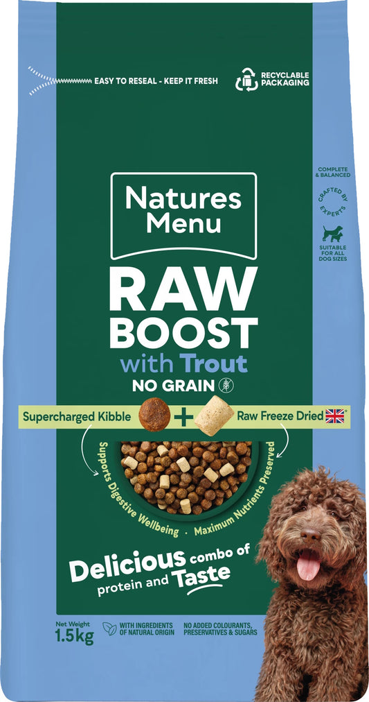 Natures Menu Raw Boost with Trout 1.5kg – Natural Raw-Inspired Complete Dog Food