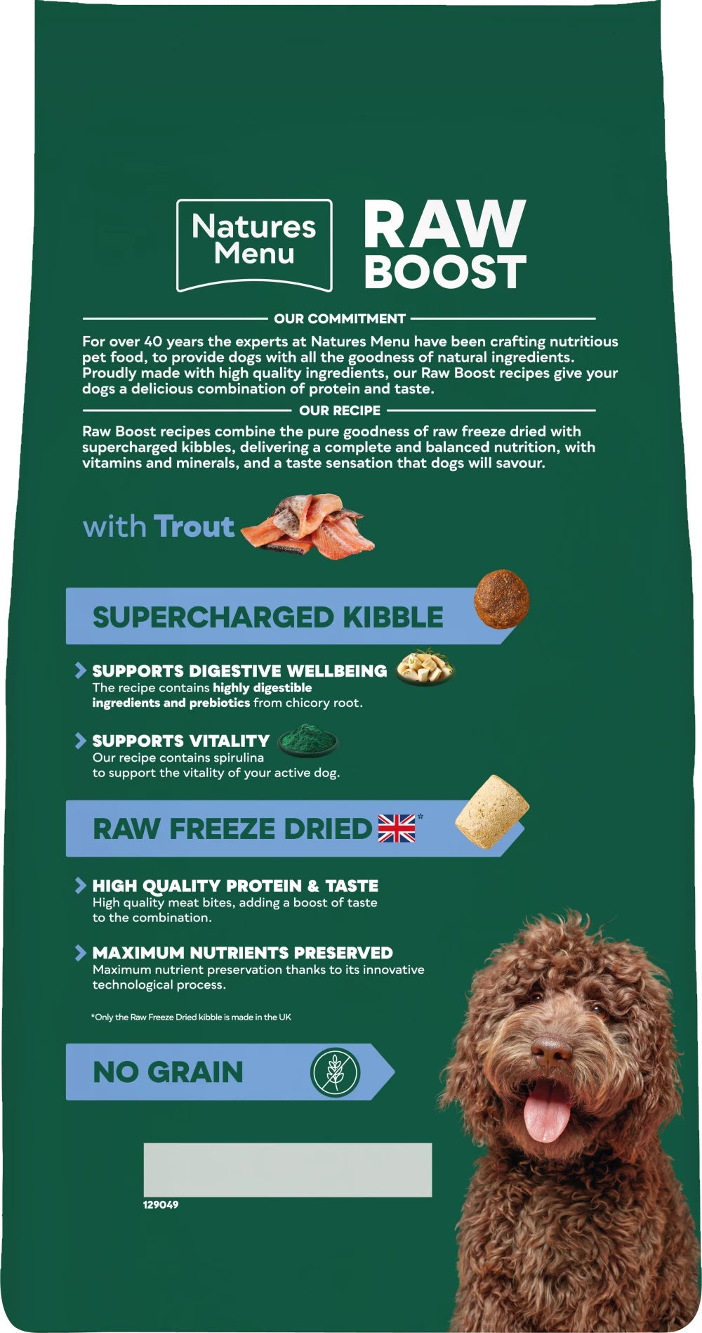 Natures Menu Raw Boost with Trout 1.5kg – Natural Raw-Inspired Complete Dog Food